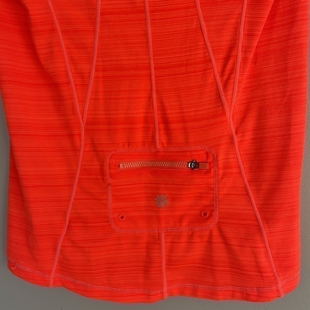 𝅺athleta Short Sleeve Half Zip Orange Running Workout Top Size Small - Picture 8 of 13